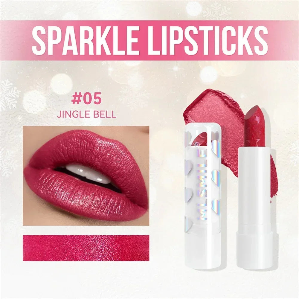Diamond Metallic Pearlescent Lipstick Shiny Non-stick Cup Matte Velvet Waterproof Lip Stick Sexy Red White Lips Makeup Cosmetics