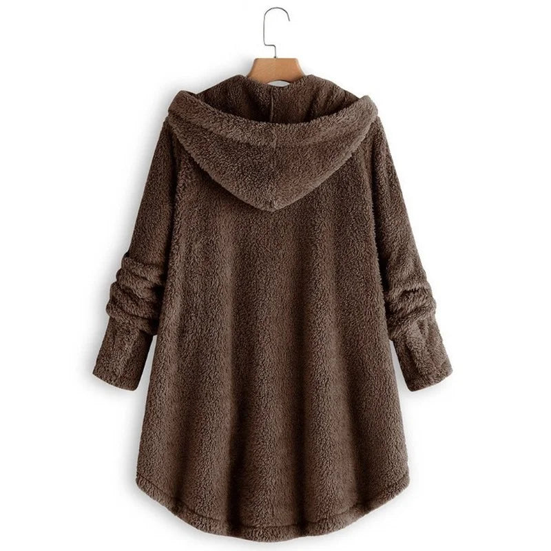 Autumn Winter Coat Women Warm Coat Wool Jacket Female Plush Coat Hooded Jacket New Women's Coats Solid Color Jacket