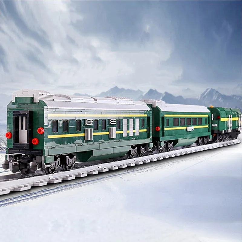 Mould King Green Train World Railway Series Block Model Boys Gift DIY Block Set Boys Girls Teenagers Gift Static version