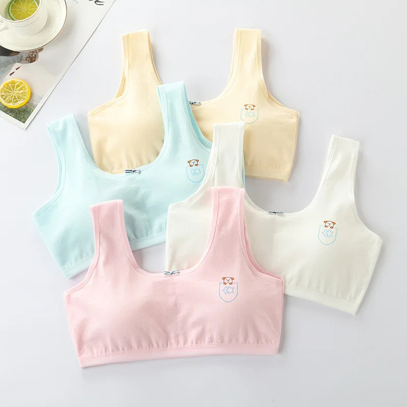 Underwear for Female Primary School Students 8-9-12-16 Years Old Small Vest Cotton Girl Junior High School Student Anti-Bump Bra