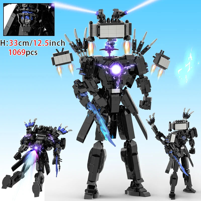 New Skibidi Toilete Building Block Titan Clock Man 2.0 TVman Speakerman Drill Man Bricks Model Toys for Kid Birthday Easter Gift