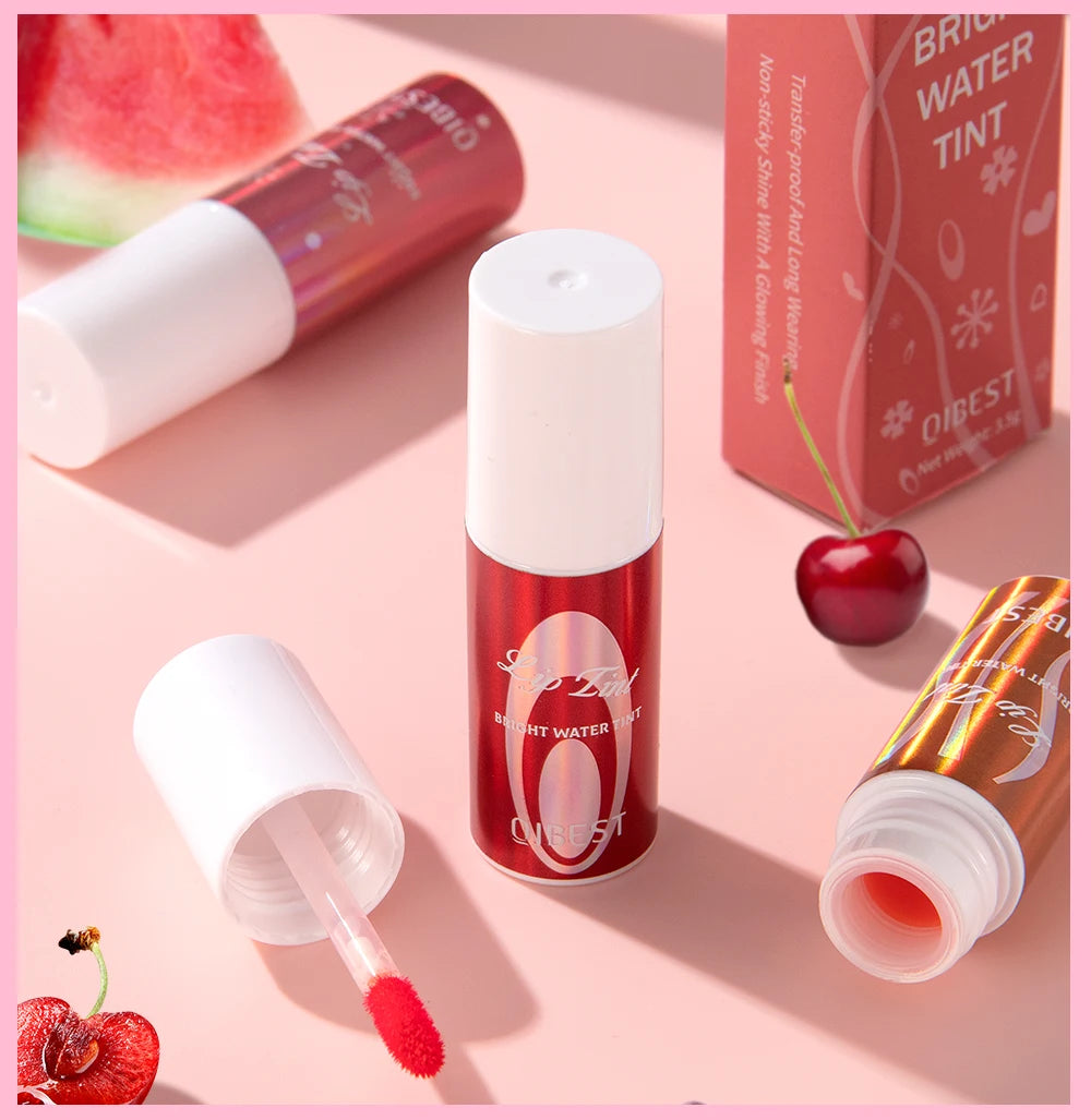 QIBEST Mirror Lip Glaze Water Lipgloss Sexy Red Lip Tint Liquid Lipstick Long-lasting Moisturizing Natural Beauty Lips Cosmetics