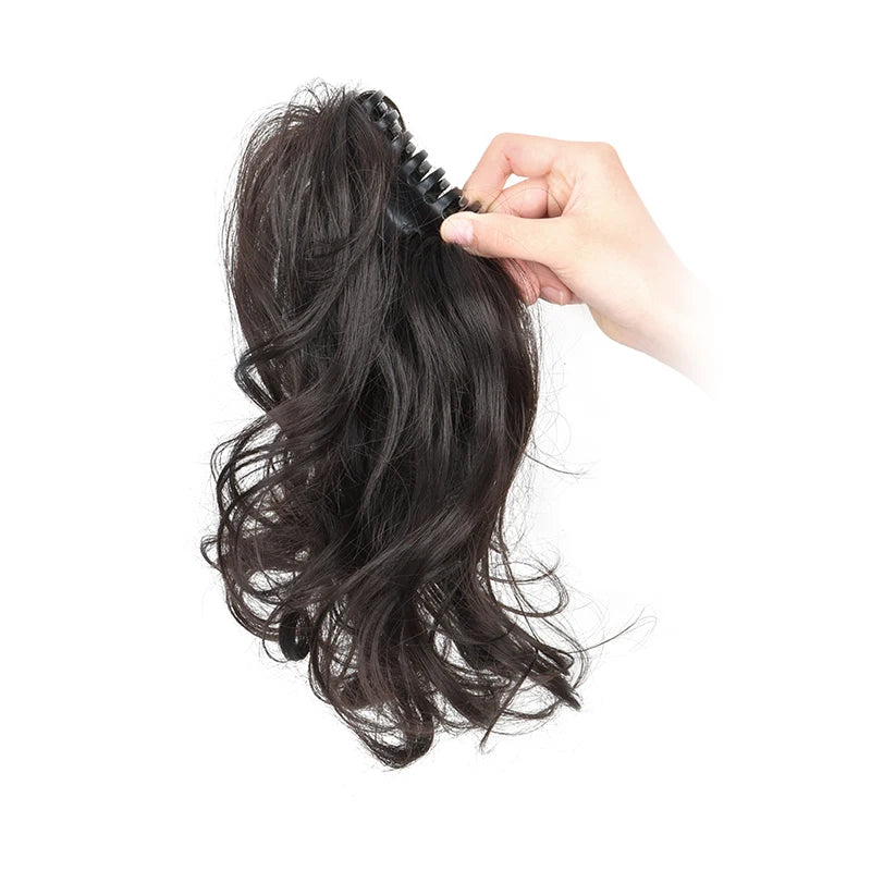 Synthetic 12Inch Ponytail Claw Clip Ponytail Extensions Short Curly Ponytail Ladies Black Brown Blonde Hair Clip for Women
