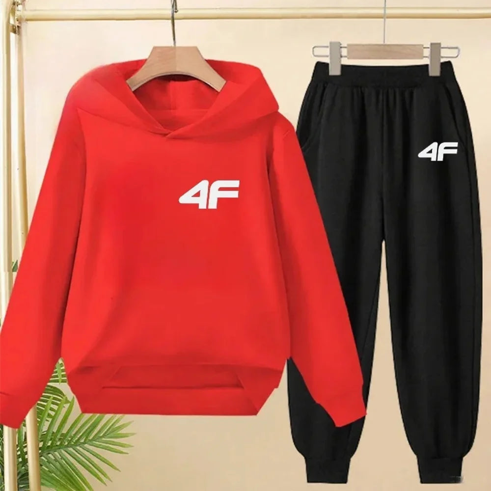 2026 Children's Adult Parent-Child Sportswear Set Boys and Girls Cartoon Print Hoodies and Pants Two-Piece Set Children's Fashio