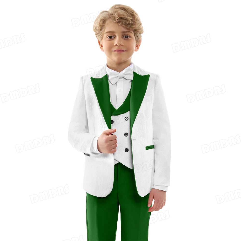 Jacquard Suit for Kids 3-14 Yrs, Wedding Suit for Boys, Pasilsey 4-Pieces Suit Set Children Communion Tuxedo Formal Suits