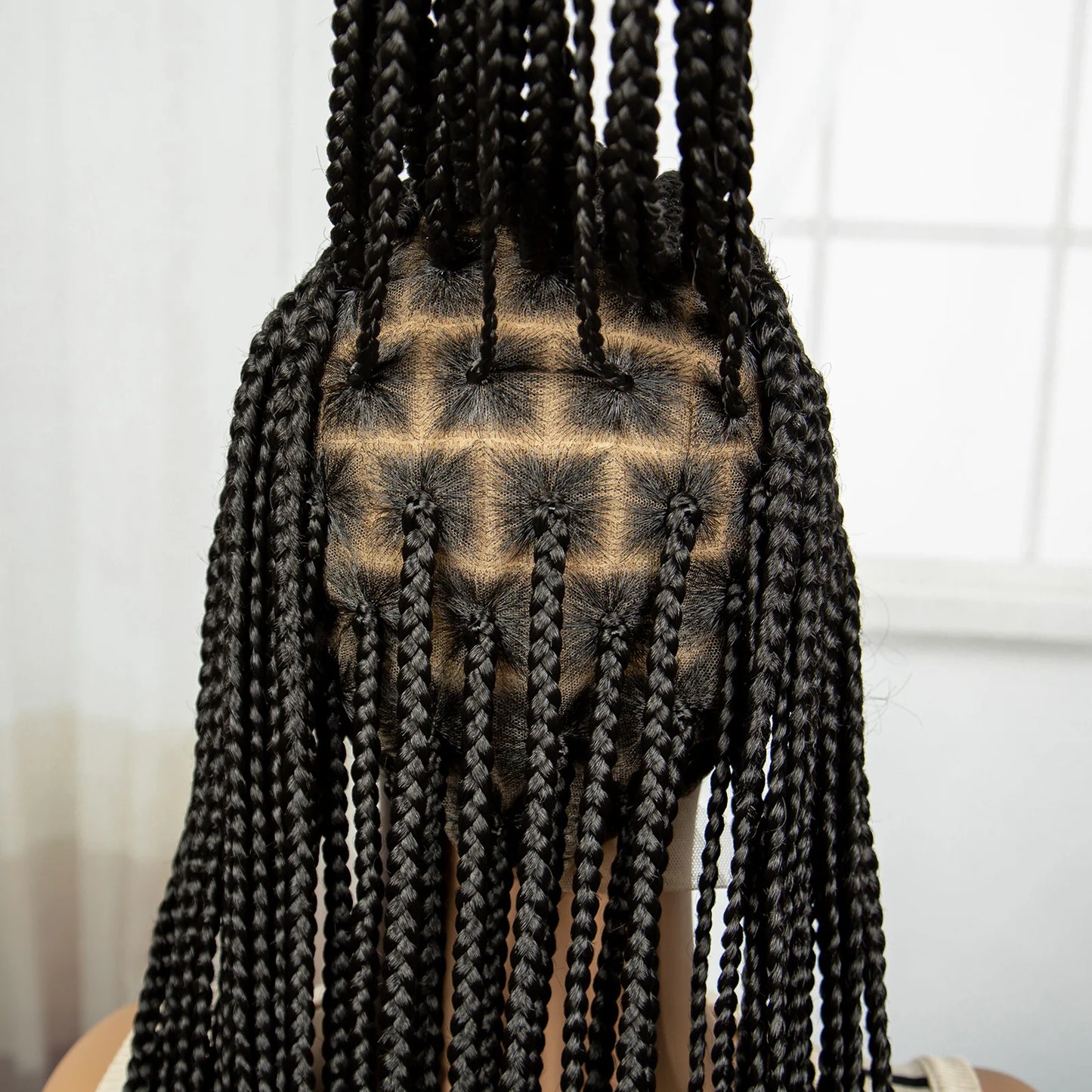 Full Lace Cornrow Braided Wigs 36inch Synthetic Natural Box Braided Lace Wigs with Baby Hair for Black Women