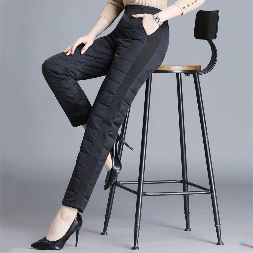 Winter 90% Duck Down Thicken Harem Pants Mom Casual High Waist Warm Pantalones Loose Windproof Straight Spodnie New Trousers
