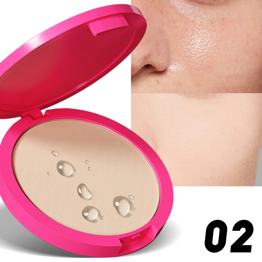 Natural Matte Pressed Powder Oil Control Brighten Whitening Face Base Foundation Compact Concealer Makeup Cosmetics