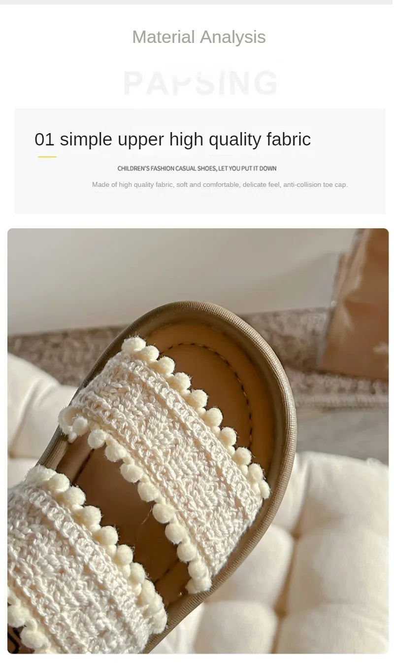 Girls' Sandals Open Toe Baby Shoes for Little Girls Sweet Casual Soft Sole Straight Strap Beach Slipper Flats Size 21-30