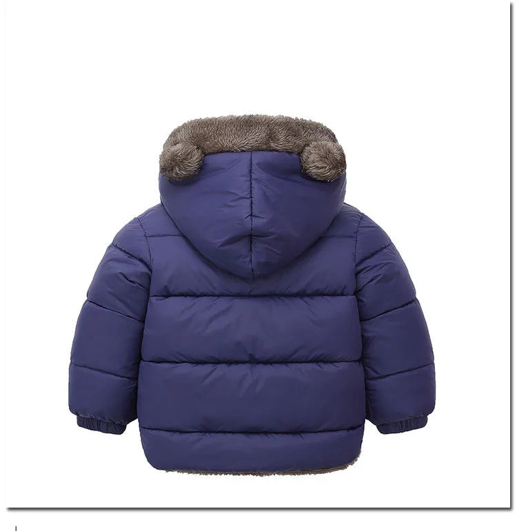 Winter Boys Girls Down Coats Kids Plush Velvet Jackets Children Thick Hooded Outerwear Baby Toddler Autumn Winter Padded Clothes