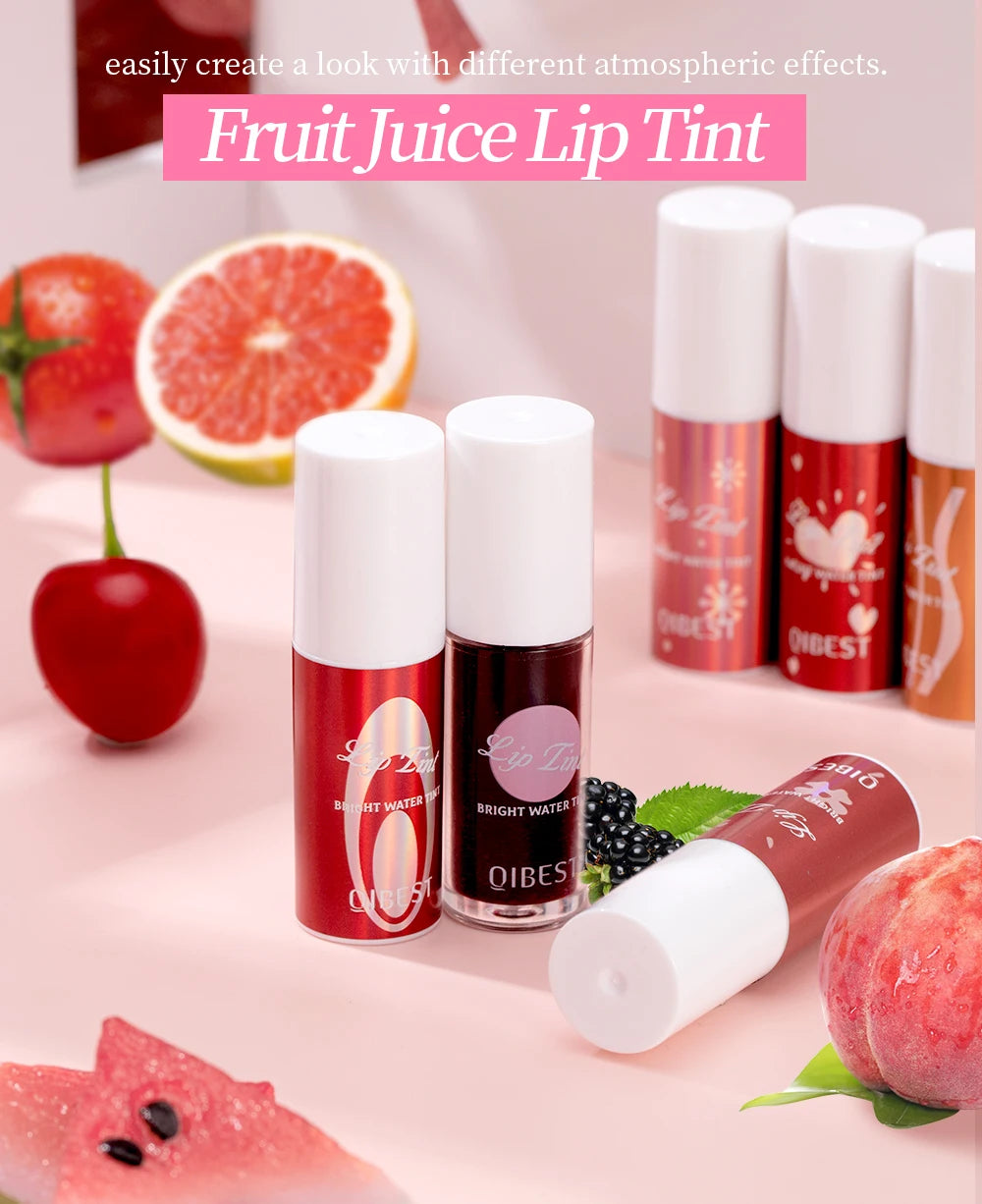 QIBEST Mirror Lip Glaze Water Lipgloss Sexy Red Lip Tint Liquid Lipstick Long-lasting Moisturizing Natural Beauty Lips Cosmetics