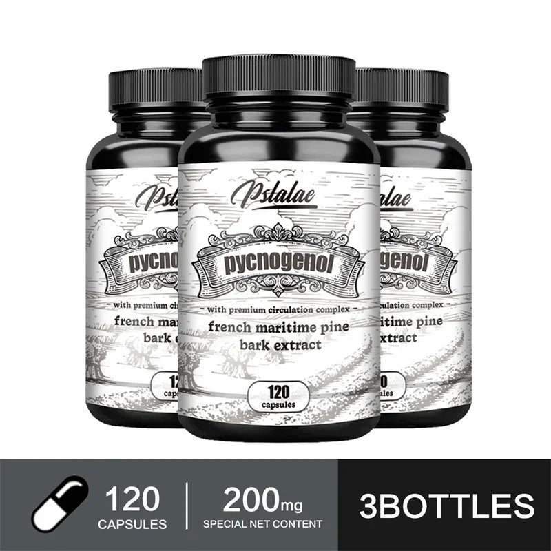 Pycnogenol French Ocean Pine Peel Extract - Improves Blood Flow and Circulation, Antioxidant - Vegetarian, Non GMO Supplement