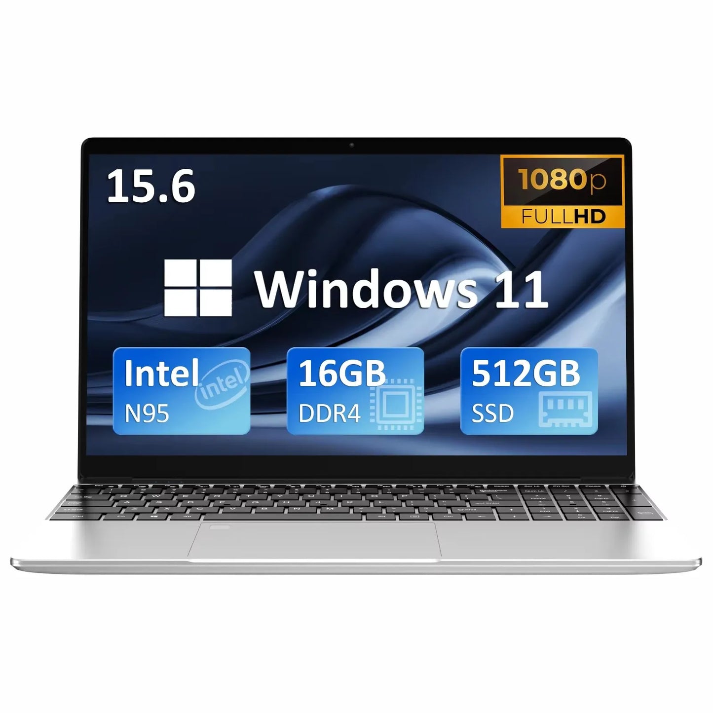 New Ultra Slim Laptop 15.6" Intel N95 32GB 2048GB 7500mAh Large Battery Windows 11 Pro  Notebook Gamer Fingerprint Unlock