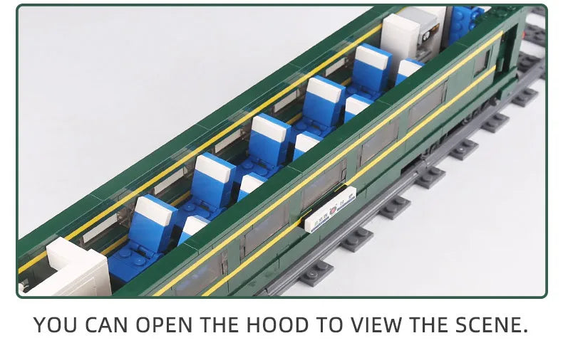 Mould King Green Train World Railway Series Block Model Boys Gift DIY Block Set Boys Girls Teenagers Gift Static version