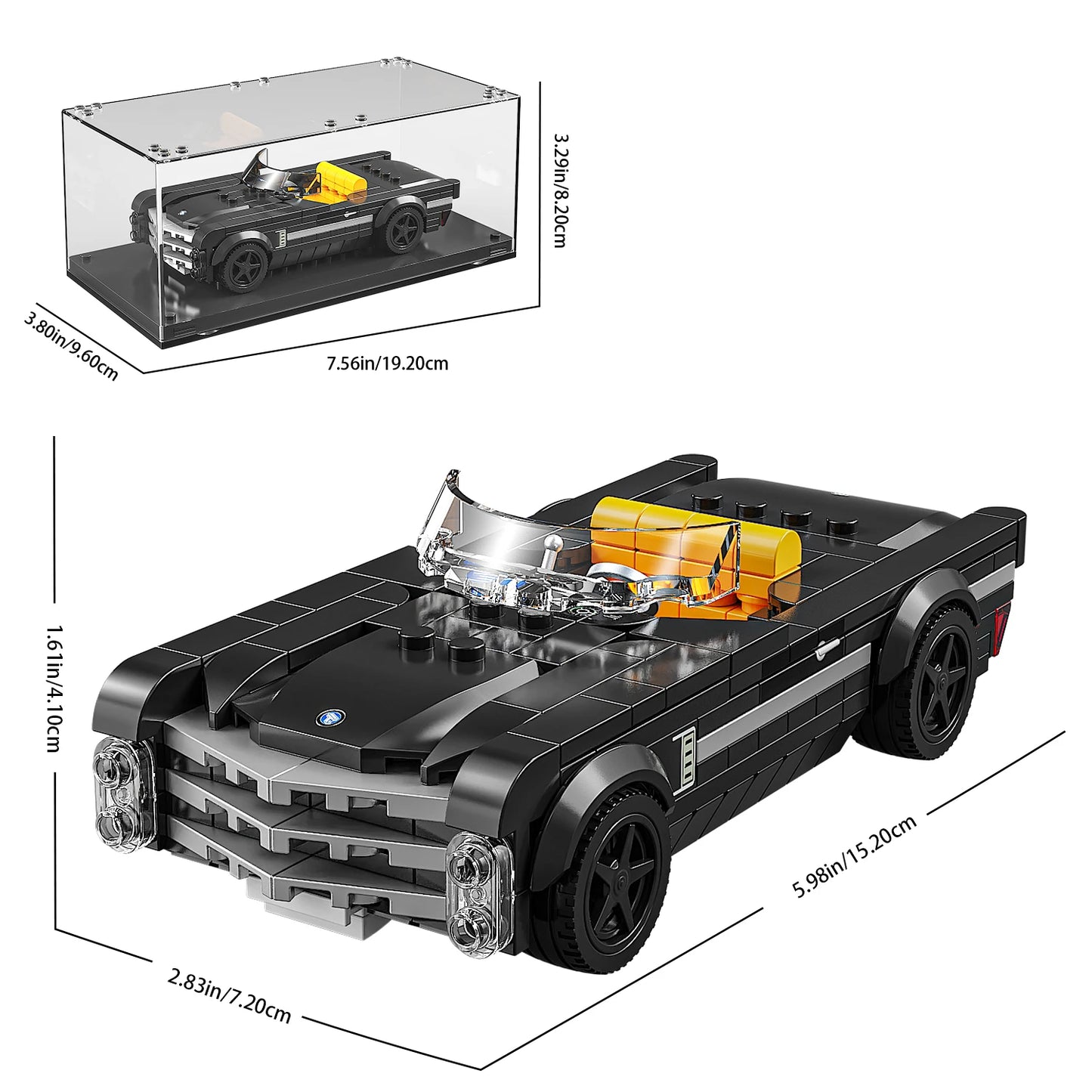 302PCS Building Blocks Sports Car Toy Classic Cars Bricks Model Educational Toys Set With Transparent Display Box Christmas Gift