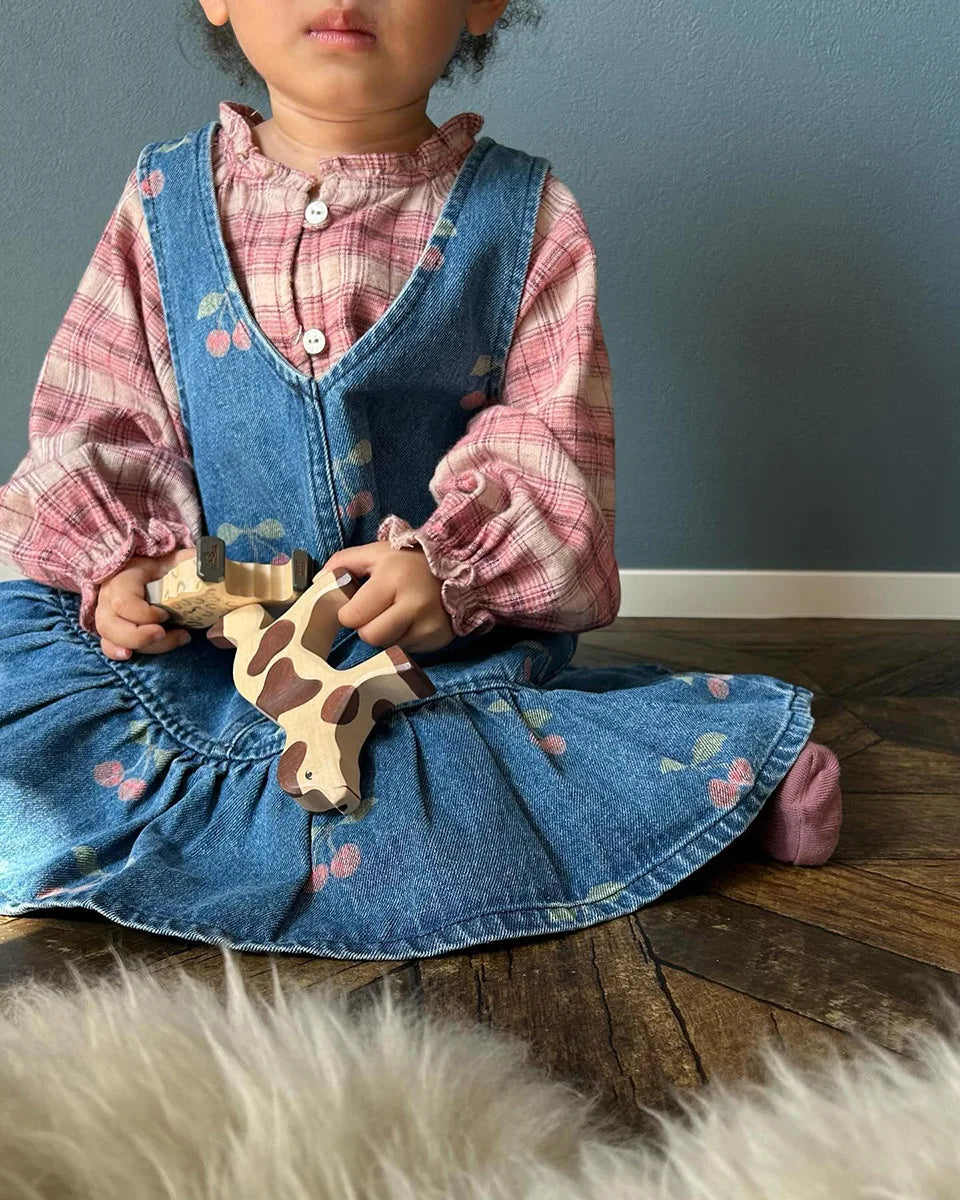 Spot 24 autumn/winter children's denim jacket pants set girls' denim overalls white shirt