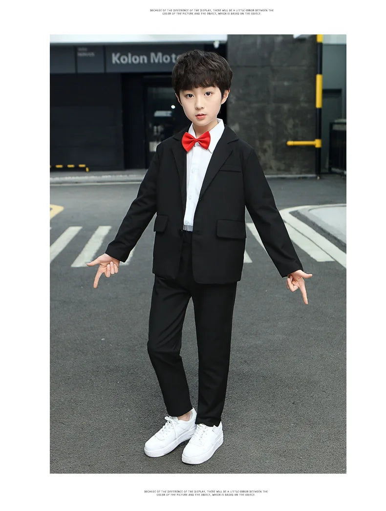 School Children Clothes Boys Suit Casual Blazer Jacket Trousers Two Pieces Kids Costume Black 12 13 14 Years Teenage Clothing