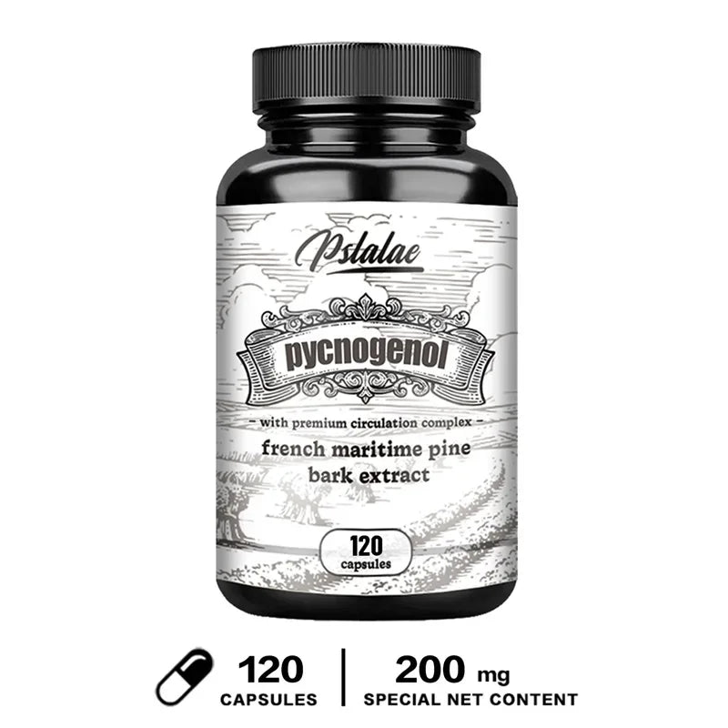 Pycnogenol French Ocean Pine Peel Extract - Improves Blood Flow and Circulation, Antioxidant - Vegetarian, Non GMO Supplement