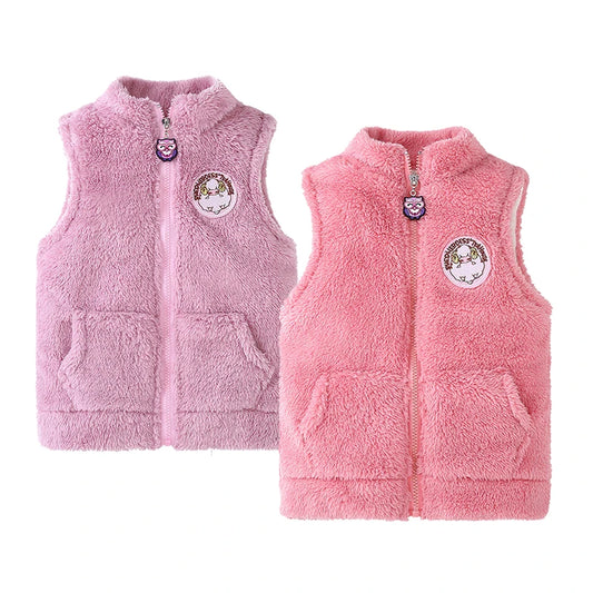 3-12 Years Spring Autumn Girls Vest Fleece Sleeveless Boy Coat Waistcoat Keep Warm Kids Outerwear Girls Jacket Children Clothing