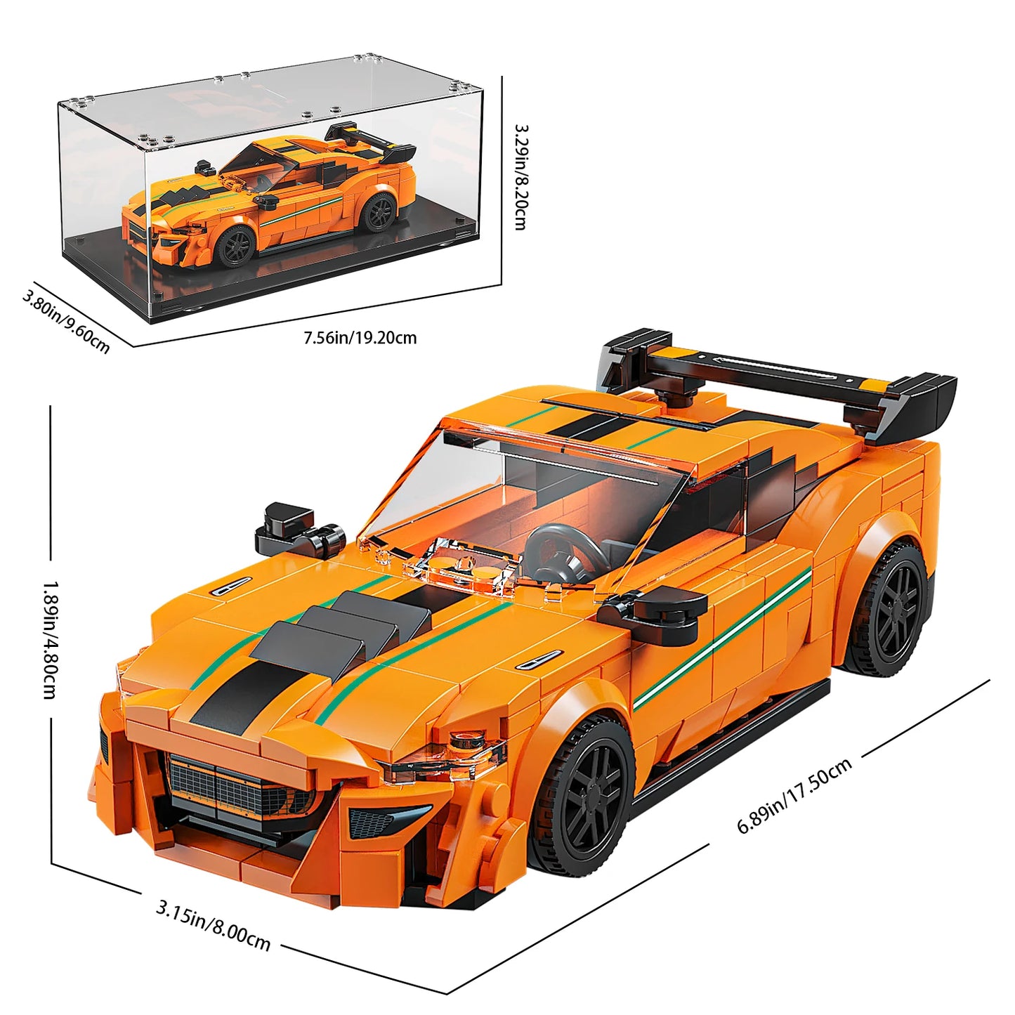 302PCS Building Blocks Sports Car Toy Classic Cars Bricks Model Educational Toys Set With Transparent Display Box Christmas Gift