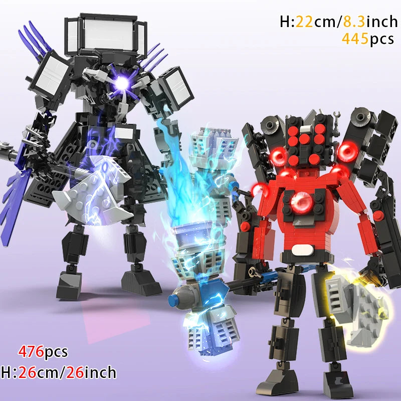 New Skibidi Toilete Building Block Titan Clock Man 2.0 TVman Speakerman Drill Man Bricks Model Toys for Kid Birthday Easter Gift