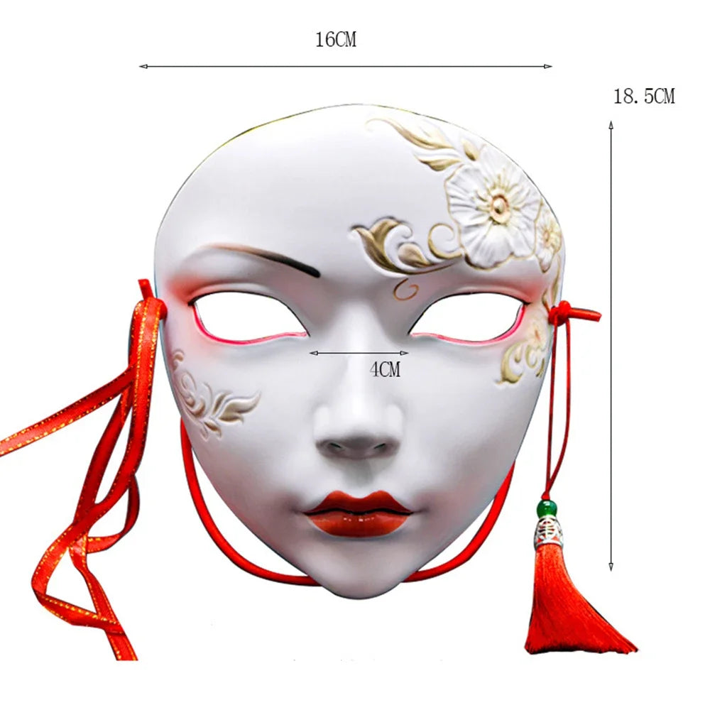 Adult Party Mask Hand Painted Makeup Full Face Carnival Queue Mask Kabuki  Masquerade  For Carnival Mardi Gras Cosplay