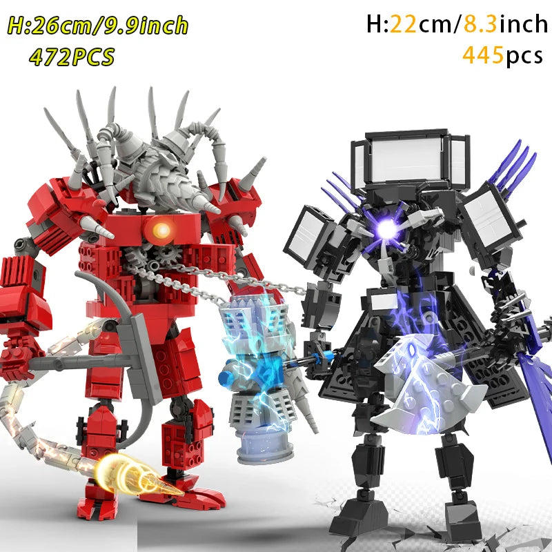 New Skibidi Toilete Building Block Titan Clock Man 2.0 TVman Speakerman Drill Man Bricks Model Toys for Kid Birthday Easter Gift