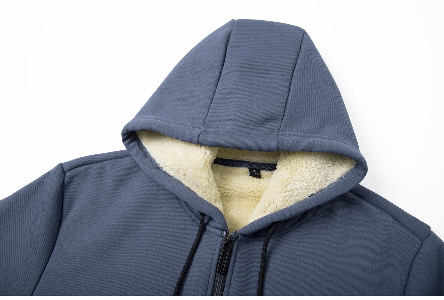 Winter Lambswool Coats Thicken Warm Jackets Long Sleeve Zipper Hoodies Casual Sports Fleece Black Coat Hooded Men Outdoor Jacket