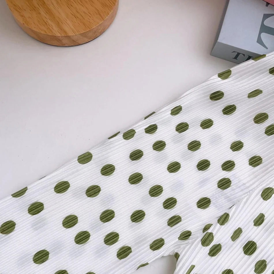 Elegant Playful Girls Floral Polka Dot Flared Pants Summer Autumn Outdoor Casual Bottoms Children Kids Cartoon Fashion Capris