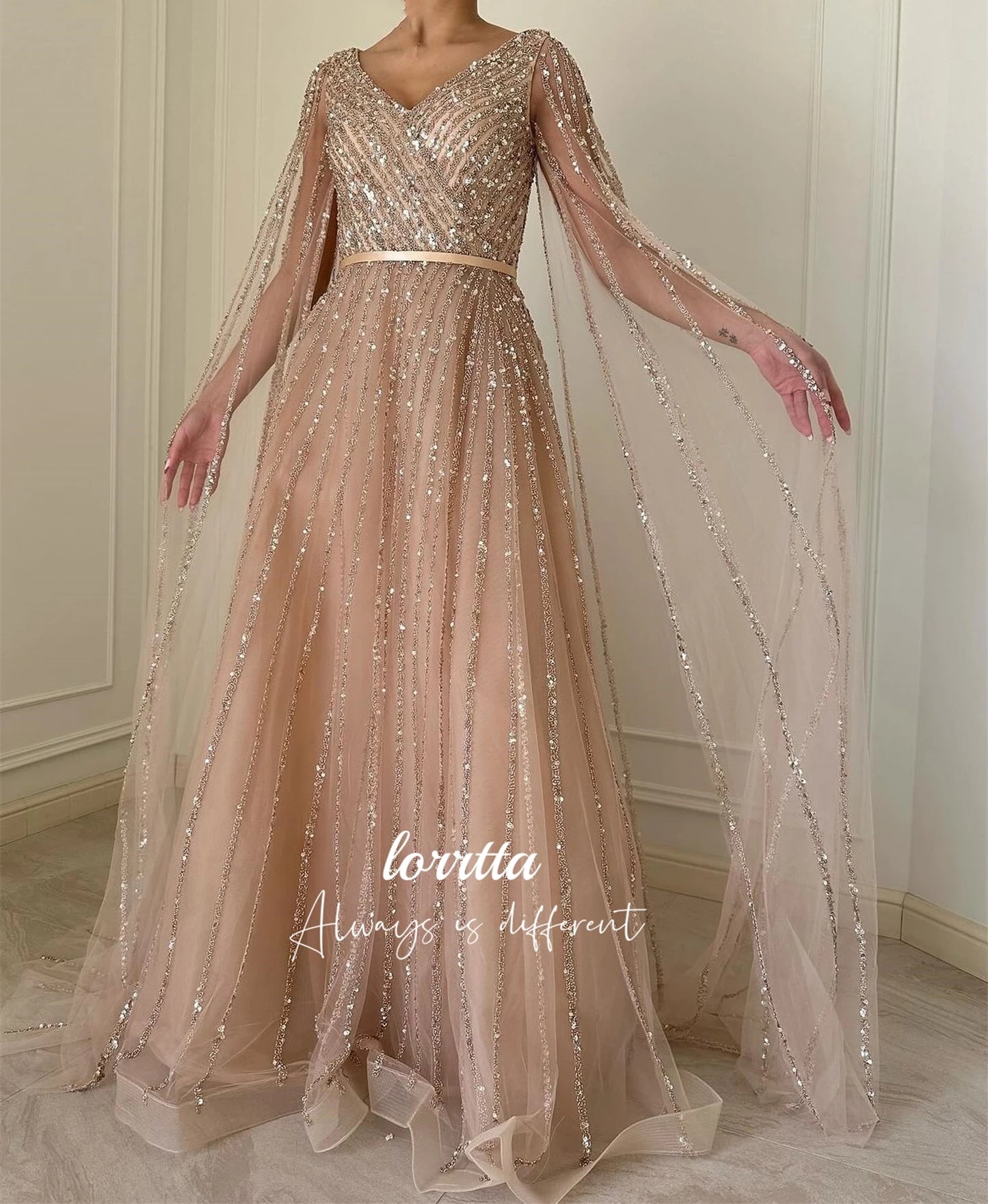 Lorrtta Robe Evening Dress Women Grace Shiny Fabric Elegant Women's Dresses Luxurious Party Party dresses Customized فساتين سهرة