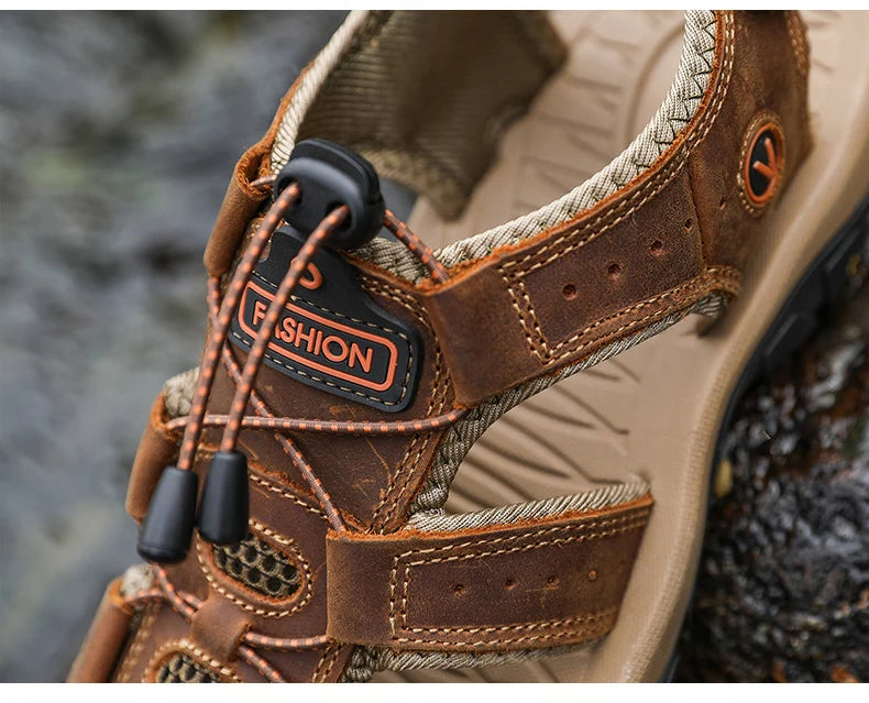 Leather Men Sandals Summer Shoes 2023 New Plus Size Mens Sandals Fashion Casual Outdoor Beach Slippers Breathable Wading Shoes