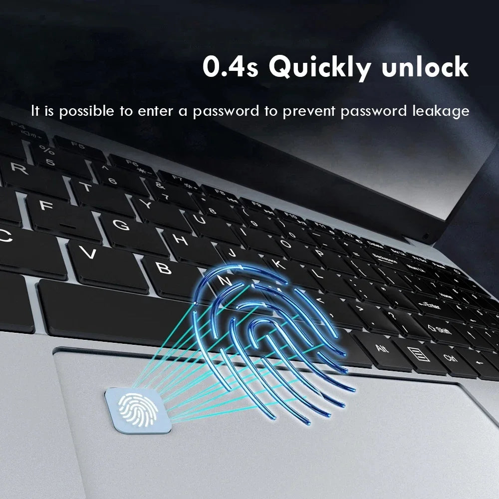 15.6" Laptop Computer Intel Celeron N4000 Notebook PC Fingerprint Unlock Windows 11 Pro 16GB DDR4 512GB 1TB SSD HD 1080P Laptops