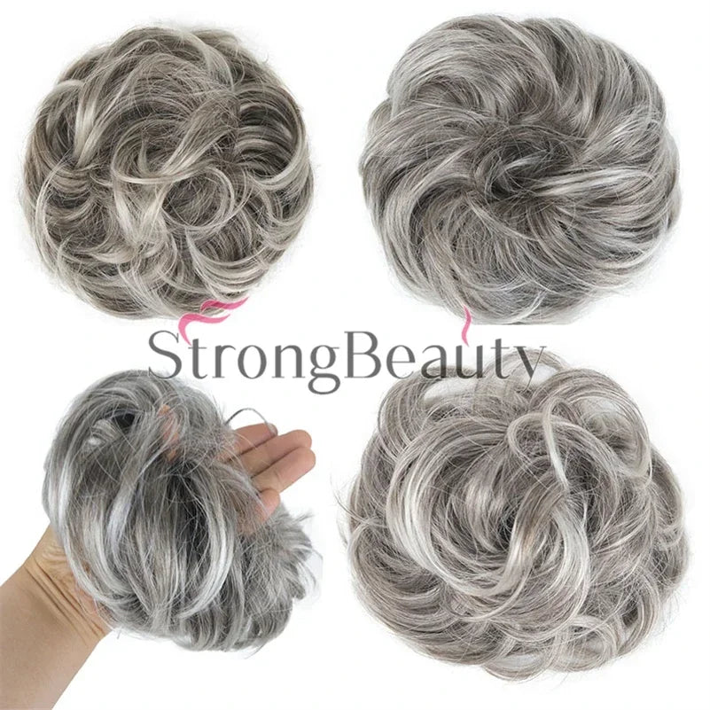 Synthetic Messy hair piece Daily Use Donut Chignon Scrunchies Fake Elastic Hairpiece Blonde Brown Bun For Women