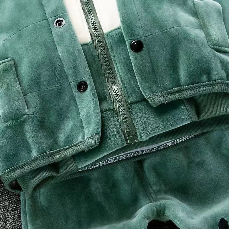 Boys Girls Padded Sets New Autumn Winter Children's Suits Kids Hooded Jackets+Pants 3Pcs Outfits Baby Spring Cartoon Clothing