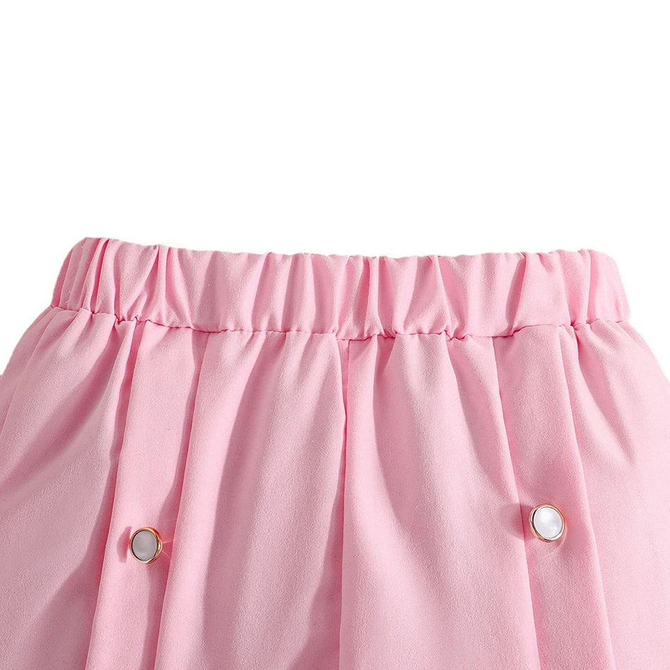 Children Clothing Stylish Girls Kids Autumn Winter Long Sleeve Bow-Tie Mesh-Sleeved Suit Pant Set Everyday Wear Children Sets