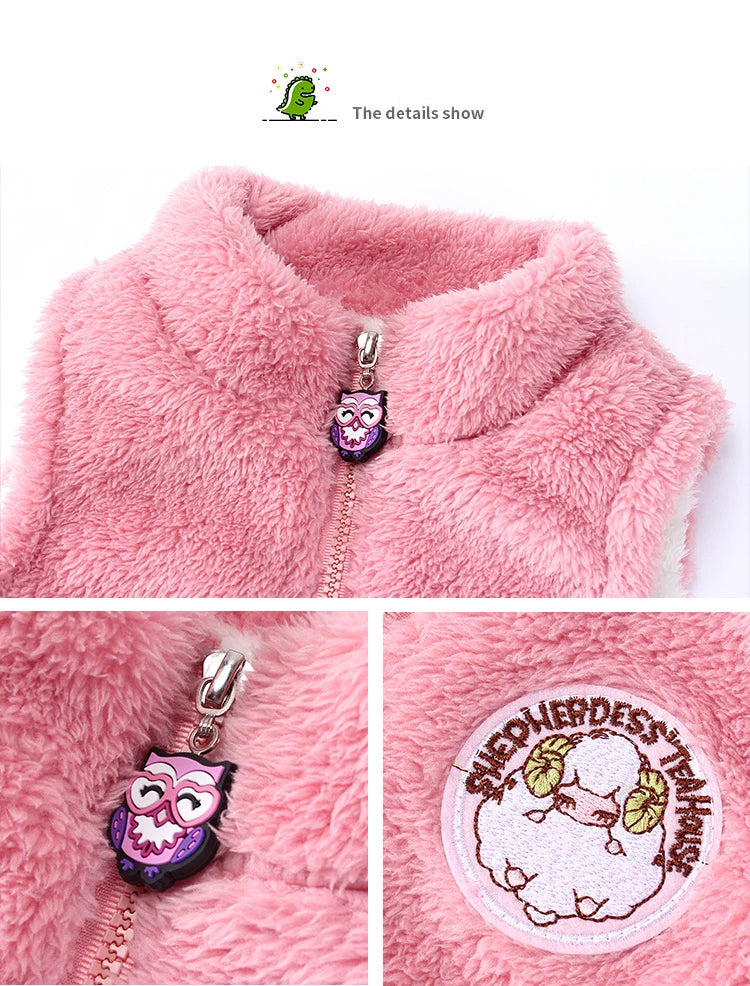 3-12 Years Spring Autumn Girls Vest Fleece Sleeveless Boy Coat Waistcoat Keep Warm Kids Outerwear Girls Jacket Children Clothing