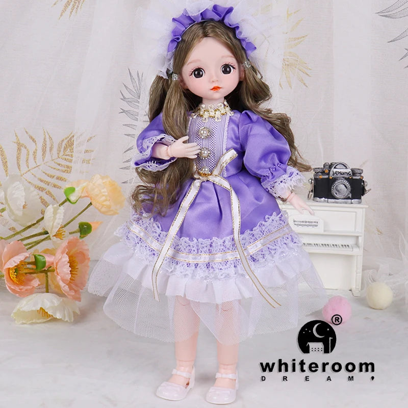 New 30cm BJD Doll High Beauty Asian Girl Toy For Chilren Retro Classic Wedding Dress Lolita Noble Rabbit Holiday Birthday Gift