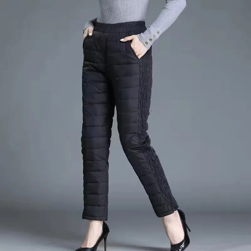 Winter 90% Duck Down Thicken Harem Pants Mom Casual High Waist Warm Pantalones Loose Windproof Straight Spodnie New Trousers