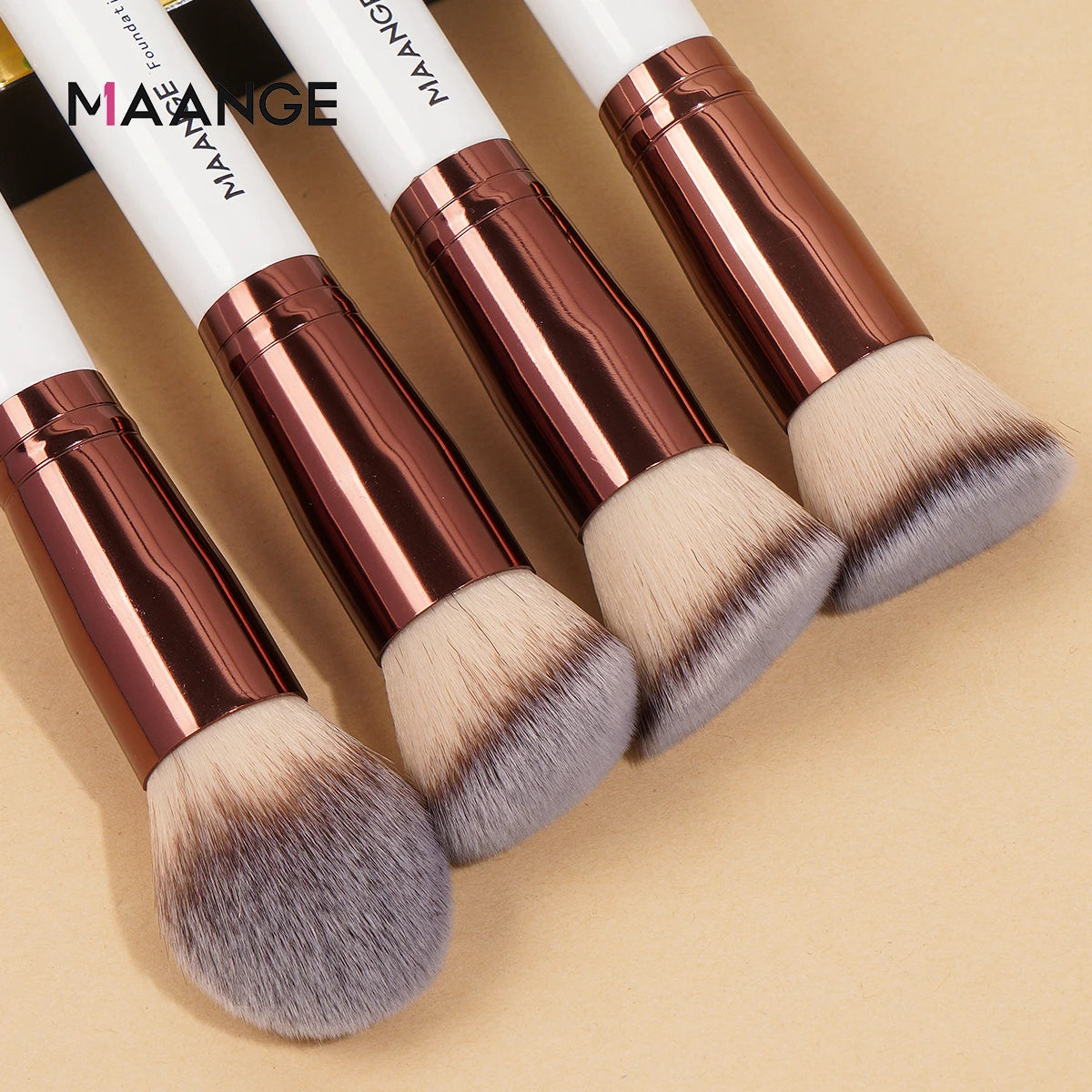 MAANGE 4Pcs Makeup Brushes with Case Foundation Concealer Powder Makeup Brush Soft Dense Bristles Big Cosmetic Brushes Beauty