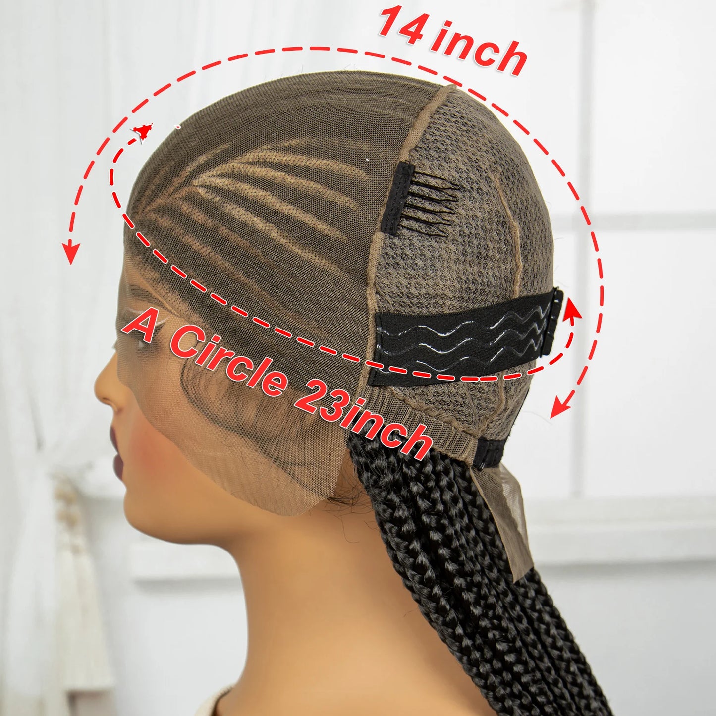 Full Lace Cornrow Braided Wigs 36inch Synthetic Natural Box Braided Lace Wigs with Baby Hair for Black Women