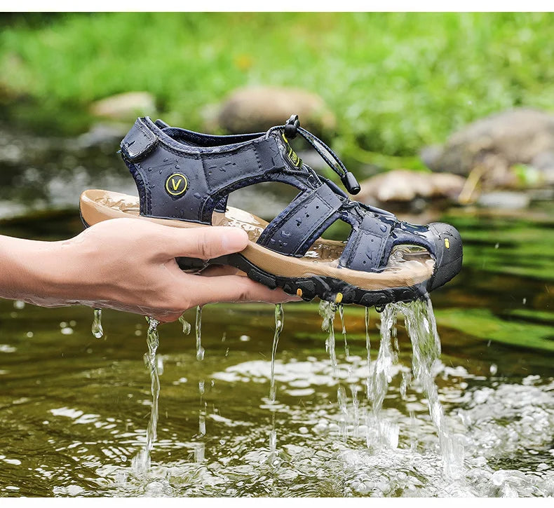 Leather Men Sandals Summer Shoes 2023 New Plus Size Mens Sandals Fashion Casual Outdoor Beach Slippers Breathable Wading Shoes