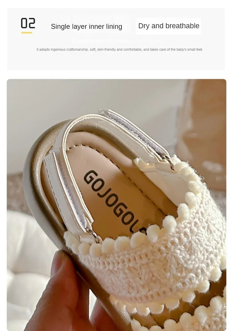 Girls' Sandals Open Toe Baby Shoes for Little Girls Sweet Casual Soft Sole Straight Strap Beach Slipper Flats Size 21-30