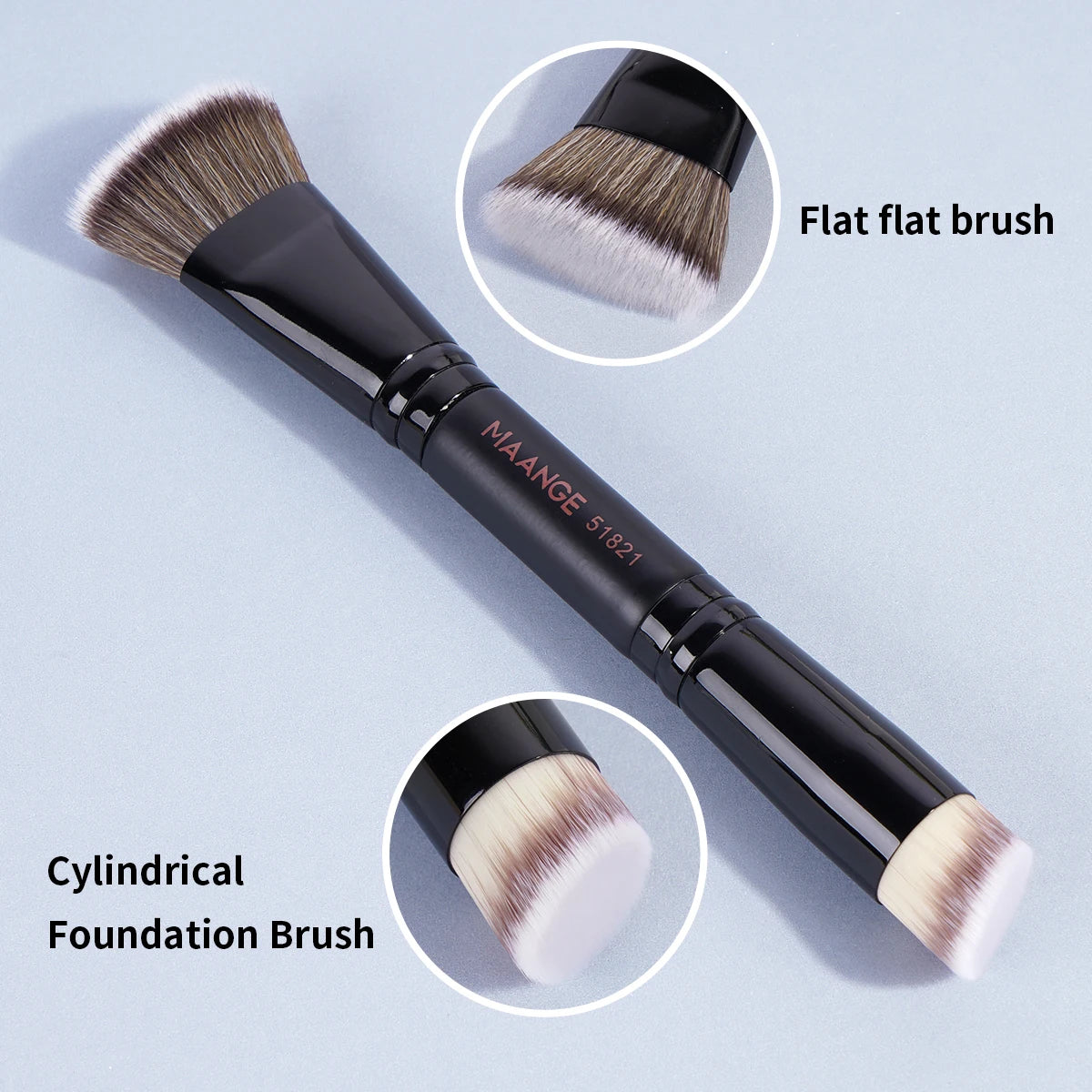 MAANGE Double Head Makeup Brushes 2 In 1 Flat/Angled Foundation Concealer Contour Brush for Blending Loose Powder Liquid Cream