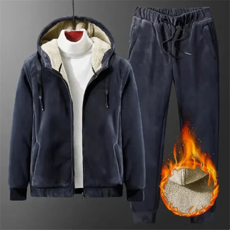 Winter Lambwool Tracksuit Piece Sets Warm Thicken Fleece Joggers Pants Outfits Casual Womens Plush Hooded Sweatshirts Conjuntos