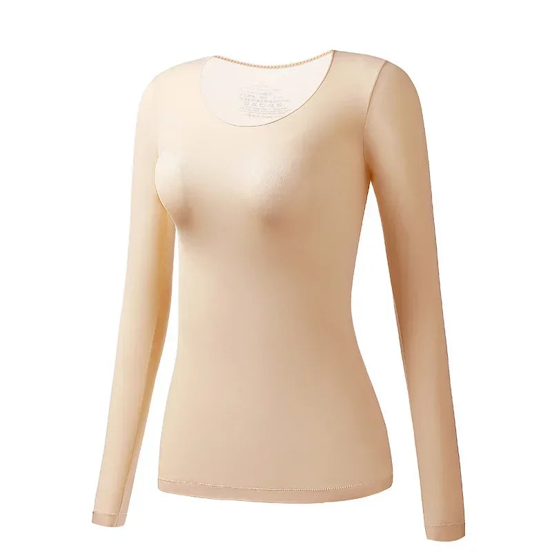 Winter Women Thermal Underwear Tops Keep Warm Long Sleeves Bottoming Shirt Pullover Elastic Female Basic Casual Thermal Tops
