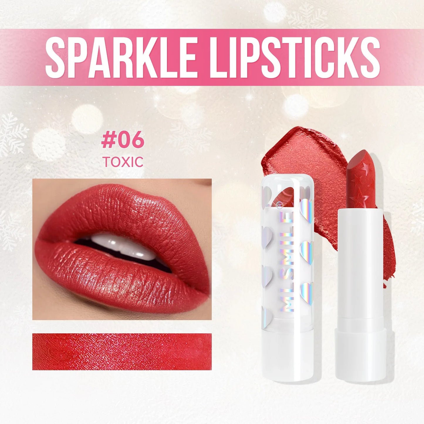 Diamond Metallic Pearlescent Lipstick Shiny Non-stick Cup Matte Velvet Waterproof Lip Stick Sexy Red White Lips Makeup Cosmetics