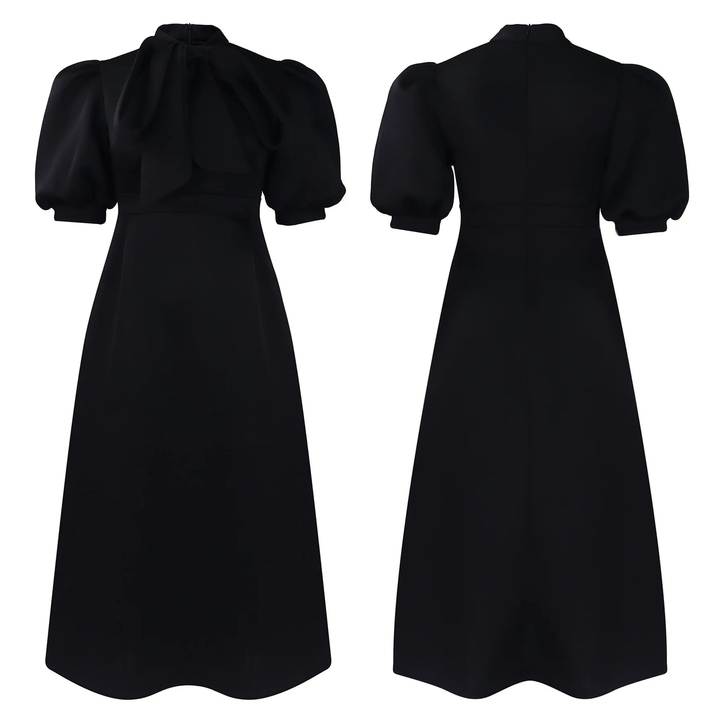 Elegant Party Dresses for Woman 2024 Luxury Bow Collar Short Sleeve High Waisted A Line Pleated Ankle Length Birthday Party Robe