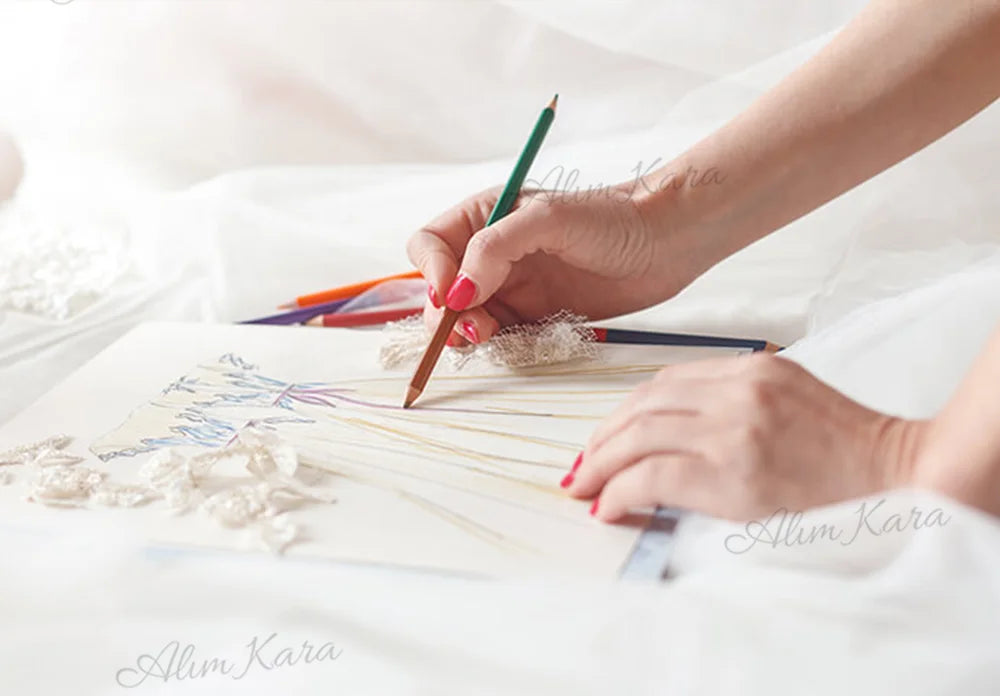 Alim Kara V-neck Ball Gown Wedding Dress 2026 Classic Beaded Satin customized Bridal Beach Princess B346 Party Vestido De Novia