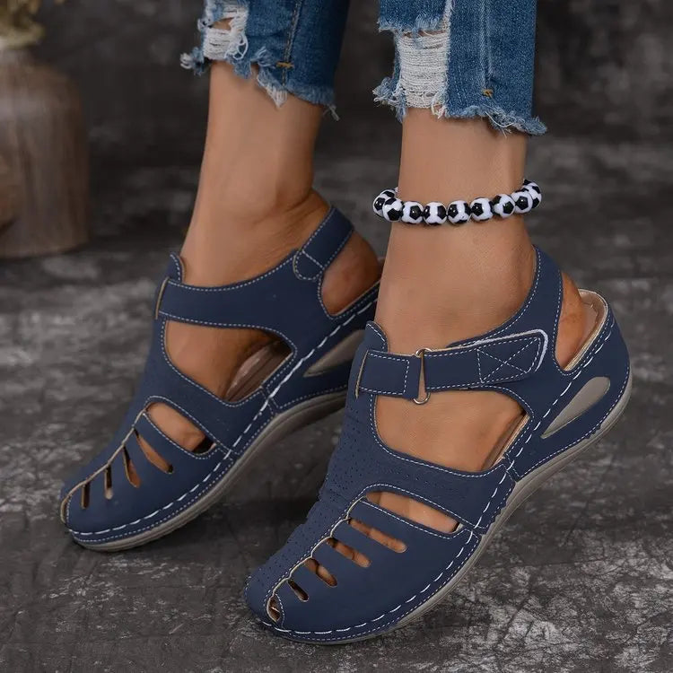 Women's Adjustable Strap Summer Sandals - Breathable Open-Toe Casual Shoes with Cushioned Sole & Low-Profile Design