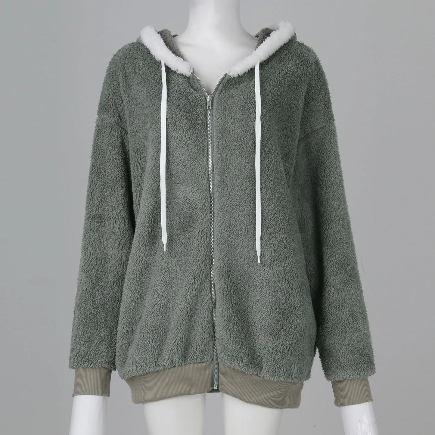 Winter Fashion Women's Coat New Casual Hooded Zipper Ladies Clothes Cashmere Women Fleece Jacket Solid Color Ladies Coats